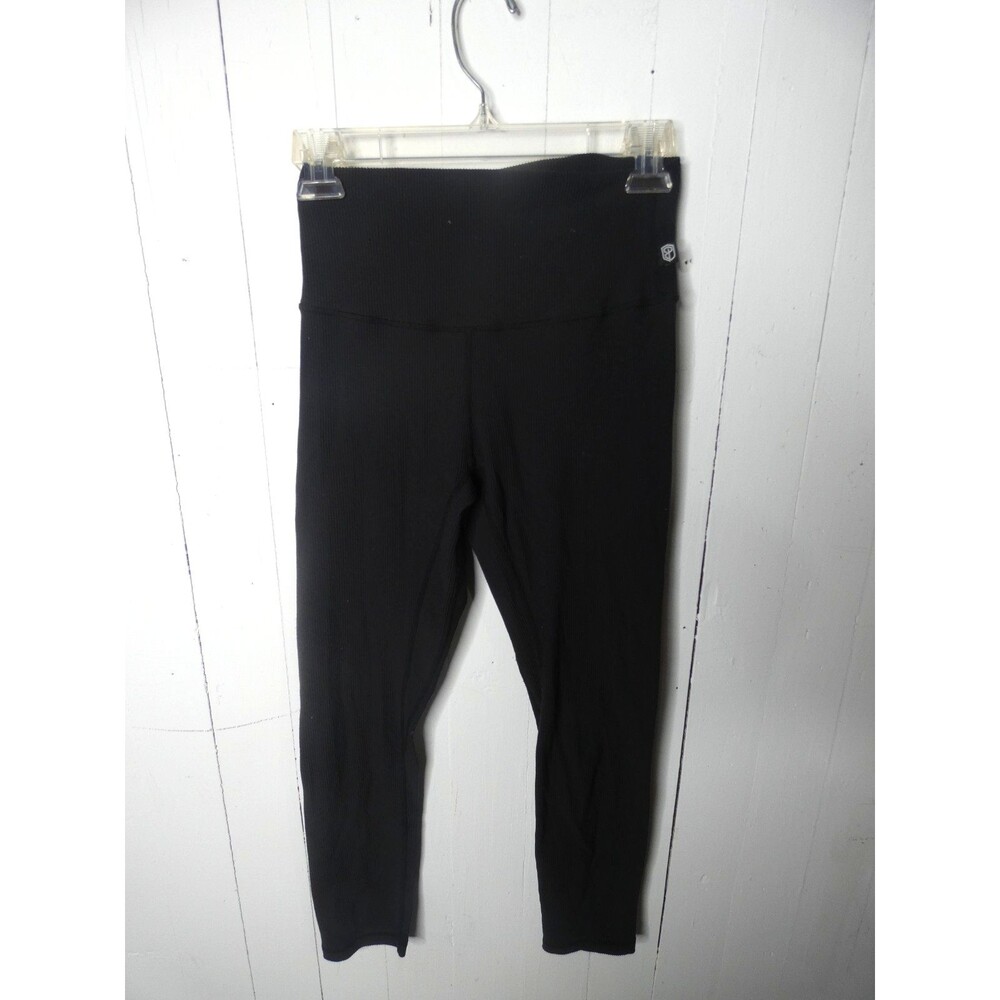 Born Primitive Women's S Black Seamless Ribbed Leggings Cropped 24" Inseam
